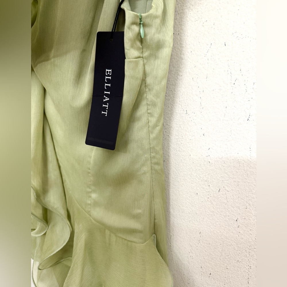 NWT Elliatt Poppy One Shoulder Ruffle Mini Dress in Light Green Size S - Picture 9 of 15